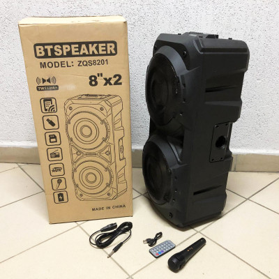 Колонка ZQS-8201 Акустична бездротова переносна Bluetooth з підсвічуванням мікрофоном AUX пульт Д/У