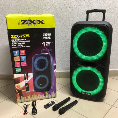 Акустическая переносная колонка ZXX-7575 300 Вт аккумуляторная с микрофонами 80х39х33 см