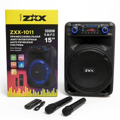 Професійна аккумуляторна система ZXX-1011 800 Вт 15" зі світломузикою та мікрофонами
