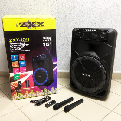 Професійна аккумуляторна система ZXX-1011 800 Вт 15" зі світломузикою та мікрофонами