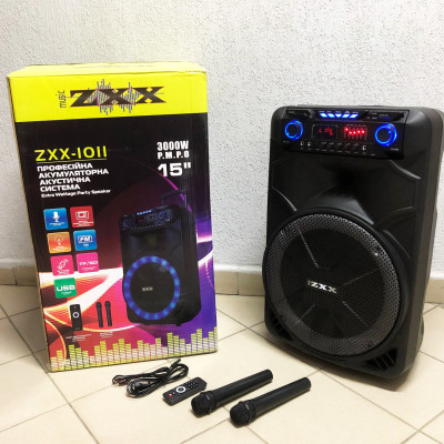 Професійна аккумуляторна система ZXX-1011 800 Вт 15" зі світломузикою та мікрофонами