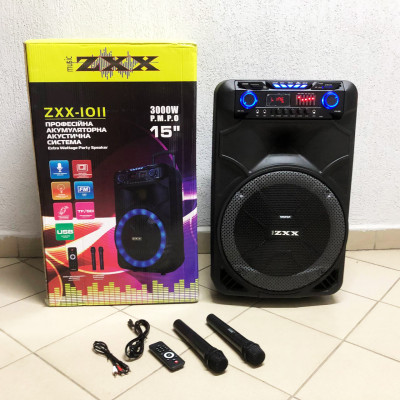 Професійна аккумуляторна система ZXX-1011 800 Вт 15" зі світломузикою та мікрофонами