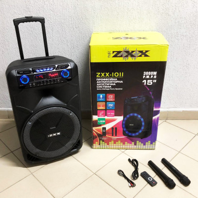 Професійна аккумуляторна система ZXX-1011 800 Вт 15" зі світломузикою та мікрофонами