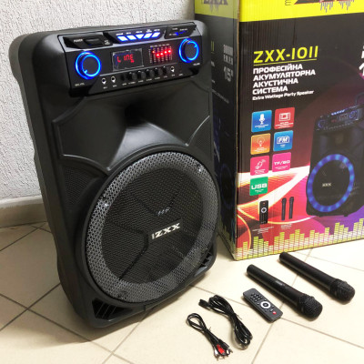Професійна аккумуляторна система ZXX-1011 800 Вт 15" зі світломузикою та мікрофонами
