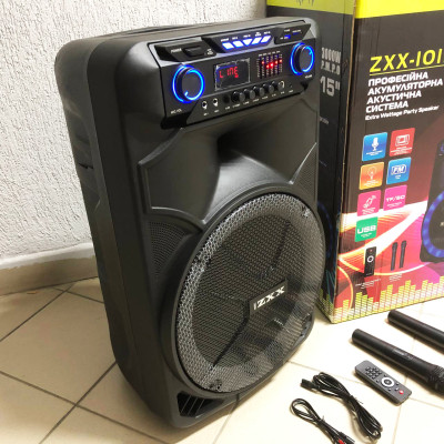 Професійна аккумуляторна система ZXX-1011 800 Вт 15" зі світломузикою та мікрофонами