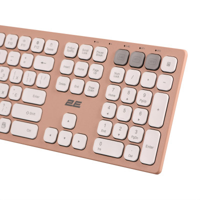 Клавиатура ножничная 2E KS270 109key, WL/BT, EN/UK, розово-белый