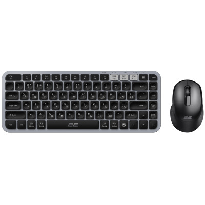 Комплект клавиатуры и мыши 2E MK430 WL/BT, EN/UK, серо-черный