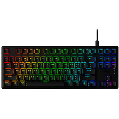 Клавіатура механічна HyperX Alloy Origins Core PBT 87key, AqUK, USB-A, EN/UA, RGB, чорний