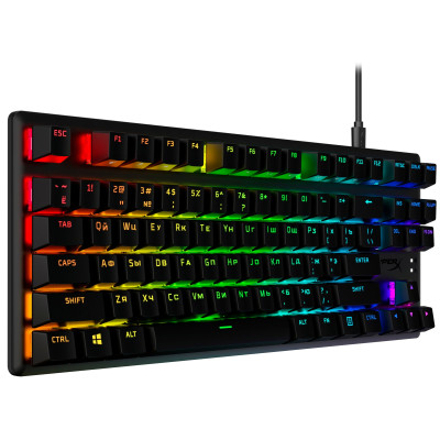 Клавіатура механічна HyperX Alloy Origins Core PBT 87key, AqUK, USB-A, EN/UA, RGB, чорний