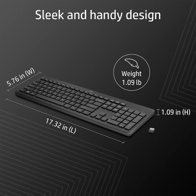 Клавиатура мембранная HP 230, 106key, WL, EN/UK, черный