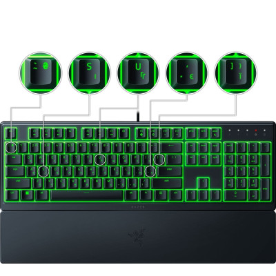 Клавіатура мембранна Razer Ornata V3 X 104key, USB-A, EN/UK, RGB, чорний