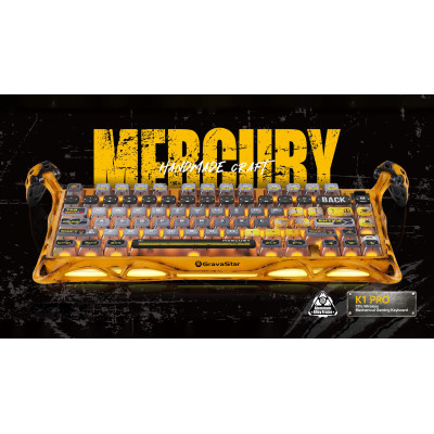 Клавіатура механічна GravaStar Mercury K1 Pro 80keys, GravaStar x Kailh Speedy Mint, BT/WL/USB, жовтий