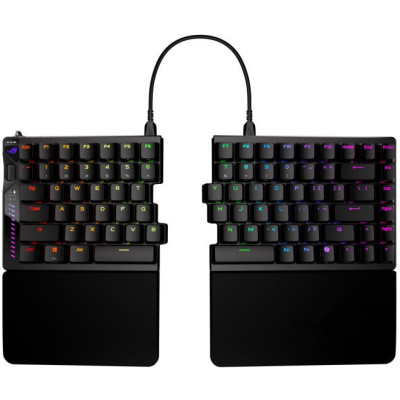 Клавіатура механічна ASUS ROG Falcata split, 83key, Magnetic Switch, USB-A/WL/BT, EN, RGB, чорний