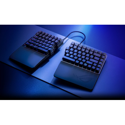 Клавіатура механічна ASUS ROG Falcata split, 83key, Magnetic Switch, USB-A/WL/BT, EN, RGB, чорний