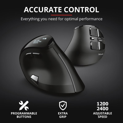 Мышь Trust Voxx Rechargeable Ergonomic, WL, черный