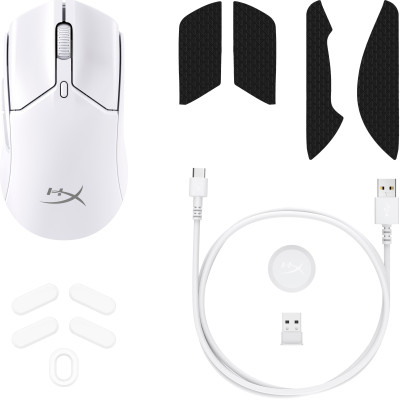 Мышь HyperX Pulsefire Haste 2 mini, RGB, USB-A/WL/BT, белый
