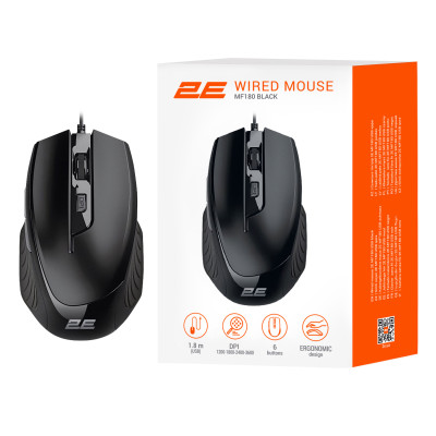 Мышь 2E MF180, USB-A, черный