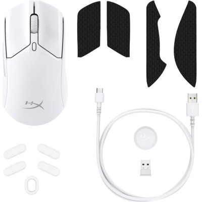 Мышь HyperX Pulsefire Haste 2, RGB, USB-A/WL/BT, белый