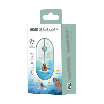 Мышь 2E MF300 CAPYBARA:TANGERINE Silent WL BT, зеленый