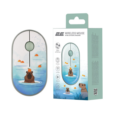 Мышь 2E MF300 CAPYBARA:TANGERINE Silent WL BT, зеленый