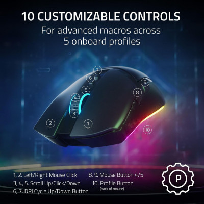 Мышь Razer Cobra Pro, RGB, USB-A/WL/BT, черный