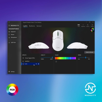 Мышь HyperX Pulsefire Haste 2 Core, RGB, WL/BT, белый