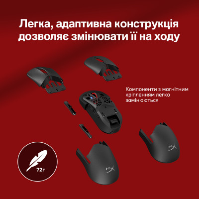 Мышь HyperX Pulsefire SAGA PRO, RGB, USB-A/WL/BT, черный