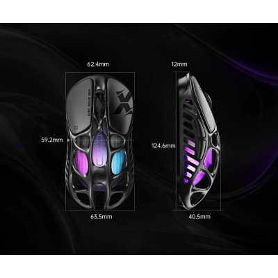 Мышь GravaStar Mercury X, BT/WL/USB-A, RGB, черный