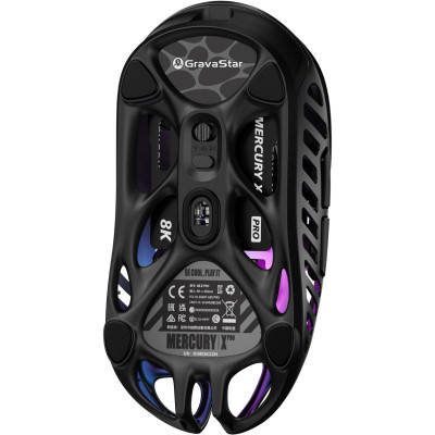 Мышь GravaStar Mercury X Pro, 8K, BT/WL/USB-A, RGB, черный