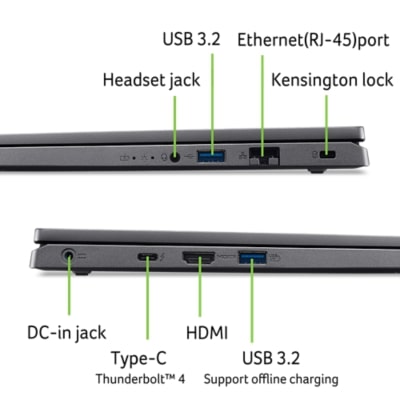 Ноутбук Acer Aspire 16 A16-51GM 16" WUXGA IPS, Intel 7-150U, 16GB, F1TB, NVD2050-4, Lin, серый