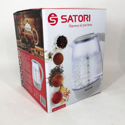 Электрочайник Satori SGK-4105-WT 1.8 л 1500 Вт, стильный электрический чайник.