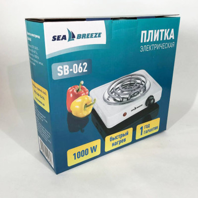 Настільна плита електрична Sea Breeze SB-062 1000 Вт, настільна одноконфоркова, плита побутова