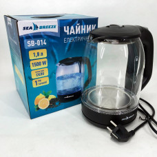 Чайник електричний SeaBreeze SB-014 1.8 л 1800 Вт, прозорий чайник.
