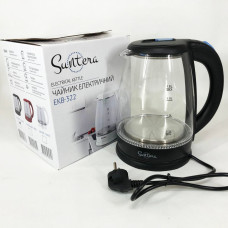 Стеклянные подсветочные чайники Suntera EKB-322B 1500 Вт чайники с подсветкой. Цвет: черный