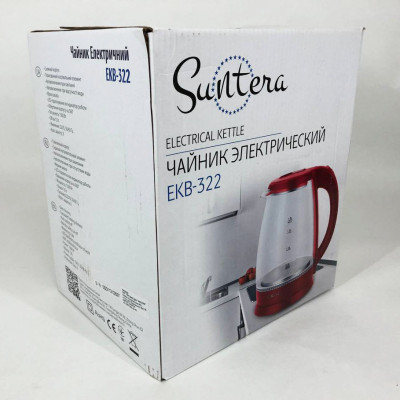 Электрочайник Suntera EKB-322R 1500 Вт. Электрочайники с подсветкой. Цвет: красный