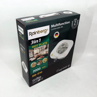 Электроплита Rainberg RB-010 спиральная, плита электрическая настольная Рейнберг 1 конфорка 2000 Вт
