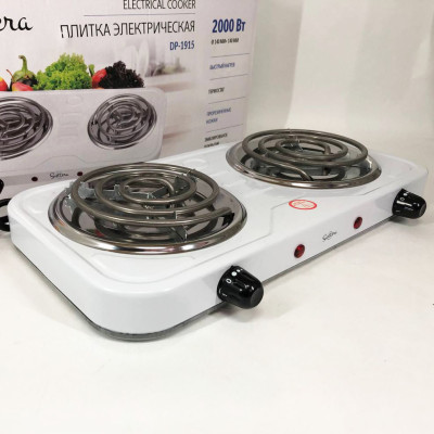 Електрична плита Suntera DP-1915 2000 Вт, потужна настільна електроплита, побутова плита. Колір: білий