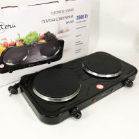 Плита электрическая Suntera DP-1925, двойная электроплита, мощная настольная электроплита. Цвет: черный