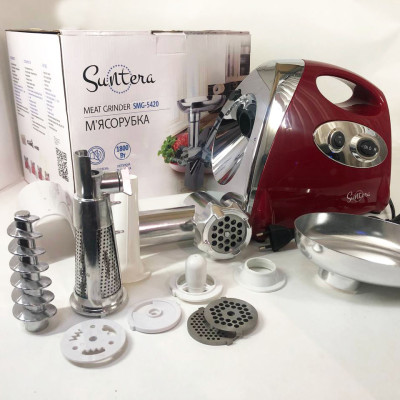 Электромясорубка Suntera SMG-5420R 1800 Вт, электромясорубка соковыжималка для томатов, мясорубка