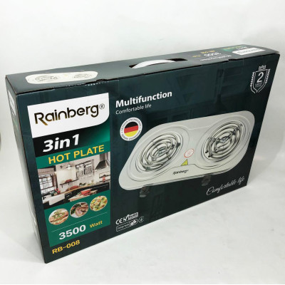Электрическая плита Rainberg RB-008 на 2 поверхности спиральная + 2 регулятора 3500 Вт
