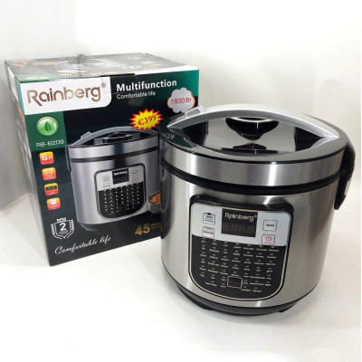 Мультиварка пароварка Rainberg RB-6209 45 программ 6 л 1000W, Сенсорная мультиварка рисоварка Мультиварка пароварка Rainberg RB-6209 45 программ 6 л 1000W, Сенсорная мультиварка рисоварка