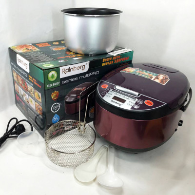 Мультиварка Rainberg RB-6207 З Фритюрницею, 12 Програм, скороварка пароварка мультиварка. Колір: коричневий