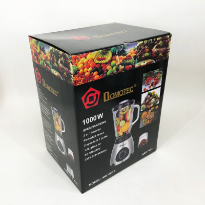 Блендер з кавомолкою 2 в 1 Domotec MS-6610 чаша зі скла 1000 Вт, переносна, блендер чаша подрібнювач