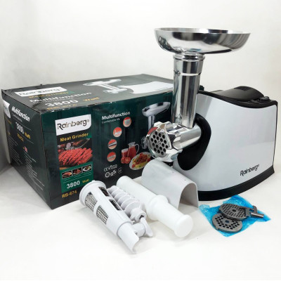 Электромясорубка с соковыжималкой Rainberg RB-674 3000W, электромясорубка для шинковки, мощная мясорубка Электромясорубка с соковыжималкой Rainberg RB-674 3000W, электромясорубка для шинковки, мощная мясорубка