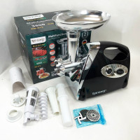 Мясорубка Rainberg RB-675 3800 Вт с соковыжималкой, мясорубка электрическая металл. Цвет: черный