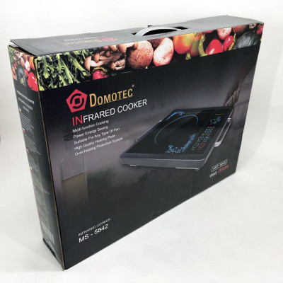 Плита інфрачервона Domotec MS-5842 на 1 конфорку, потужна настільна електроплита, міні-індукційна плита.
