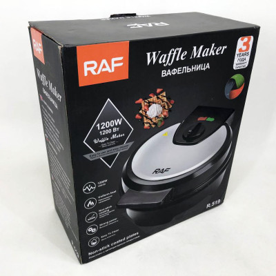 Вафельниця для бельгійських вафель RAF R 519 електрична 1200W, вафельниця електрична побутова