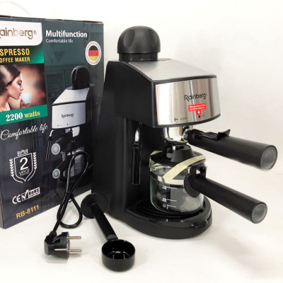 Кофемашина Rainberg RB-8111 кофеварка рожковая с капучинатором 2200 Вт Espresso, маленькая кофемашина Кофемашина Rainberg RB-8111 кофеварка рожковая с капучинатором 2200 Вт Espresso, маленькая кофемашина