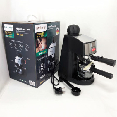 Кофемашина Rainberg RB-8111 кофеварка рожковая с капучинатором 2200 Вт Espresso, маленькая кофемашина