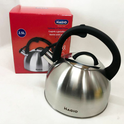 Чайник Magio MG-1192 2.5 л со свистком, металлический чайник из нержавеющей стали, чайники для плит